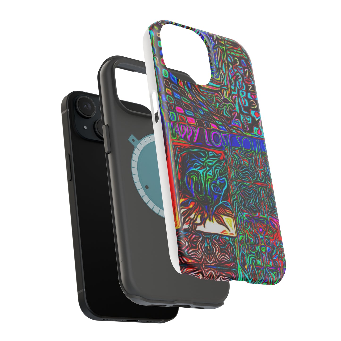 MagSafe Tough Cases for all iPhone 15 models with custom Happy Lost Souls Design