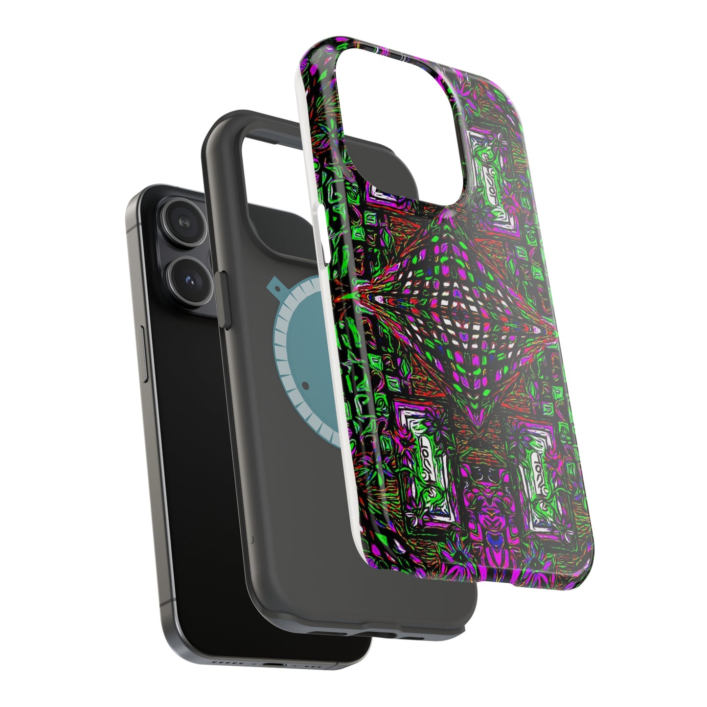 MagSafe Tough Cases for iPhone 15, 15pro, 15pro-max (With Custom Happy Lost Souls Art Print)
