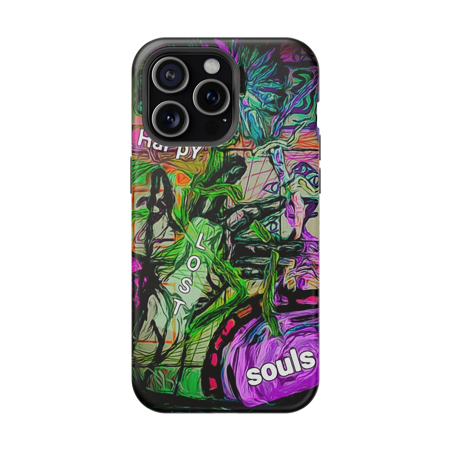 MagSafe Tough Cases for iPhone 15 series with custome Happy Lost Souls Art Work