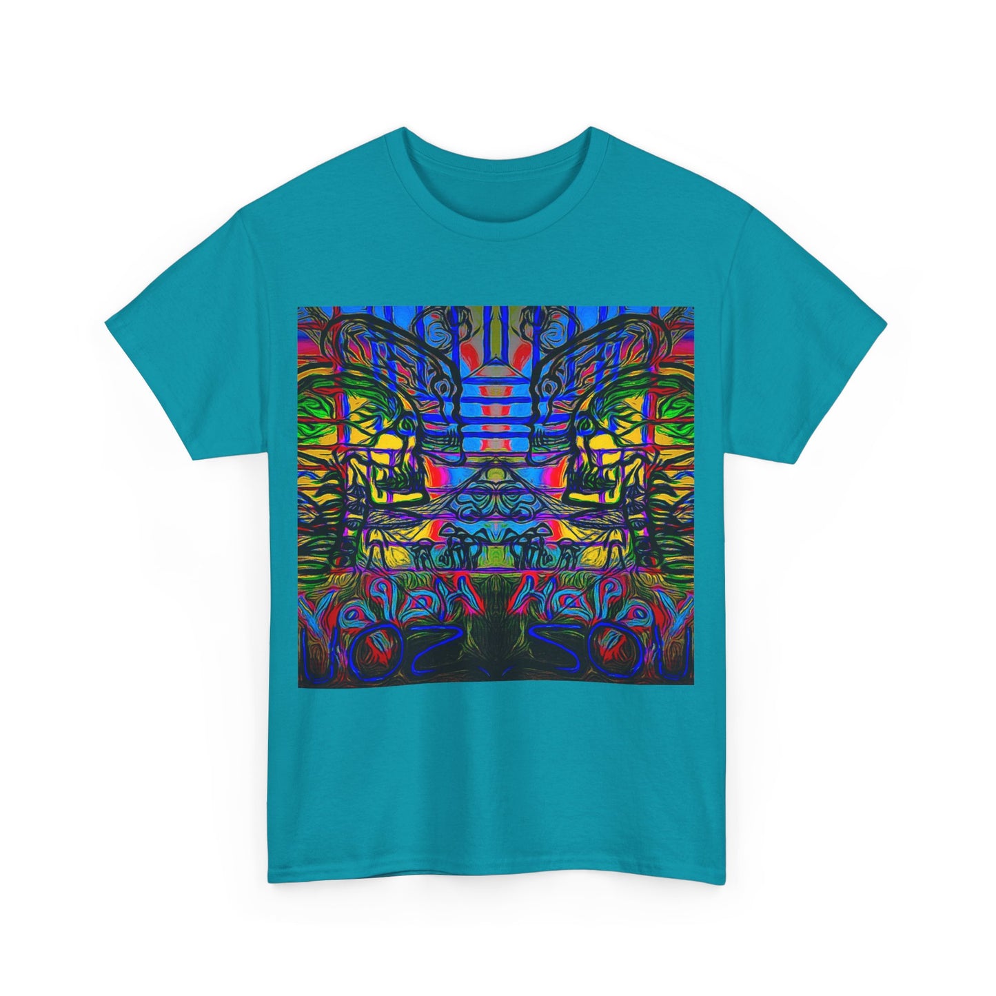 Unisex Heavy Cotton Tee With Custom Happy Lost Souls Art Print(origins)