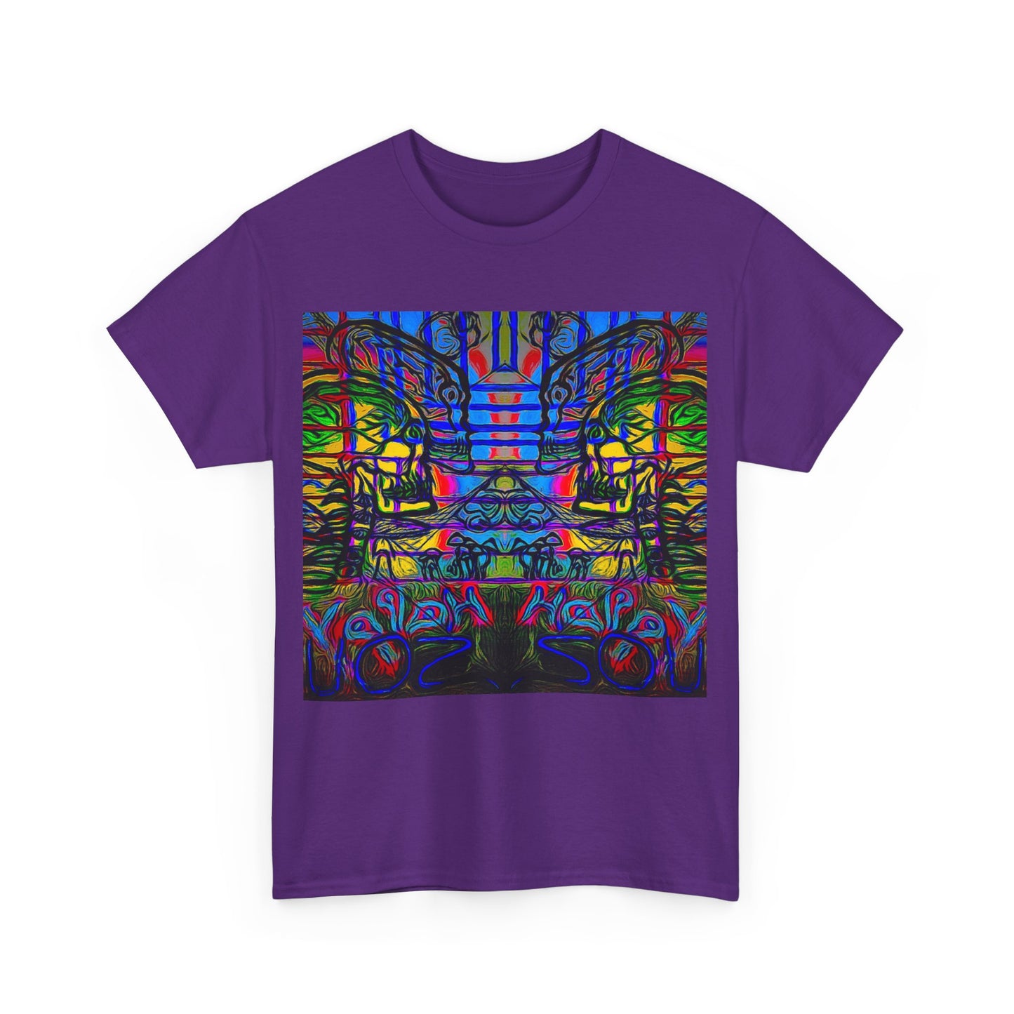 Unisex Heavy Cotton Tee With Custom Happy Lost Souls Art Print(origins)