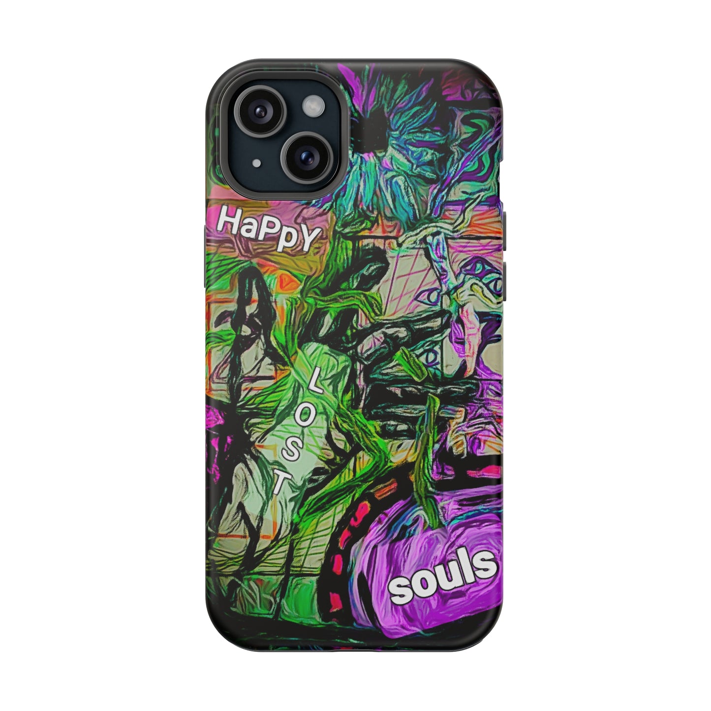 MagSafe Tough Cases for iPhone 15 series with custome Happy Lost Souls Art Work