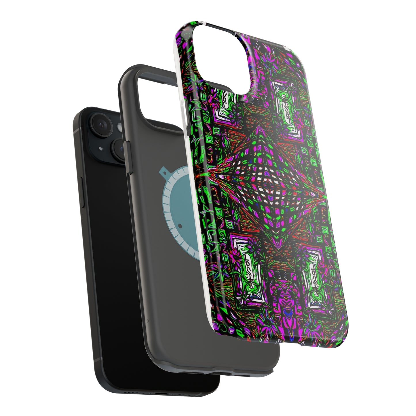 MagSafe Tough Cases for iPhone 15, 15pro, 15pro-max (With Custom Happy Lost Souls Art Print)