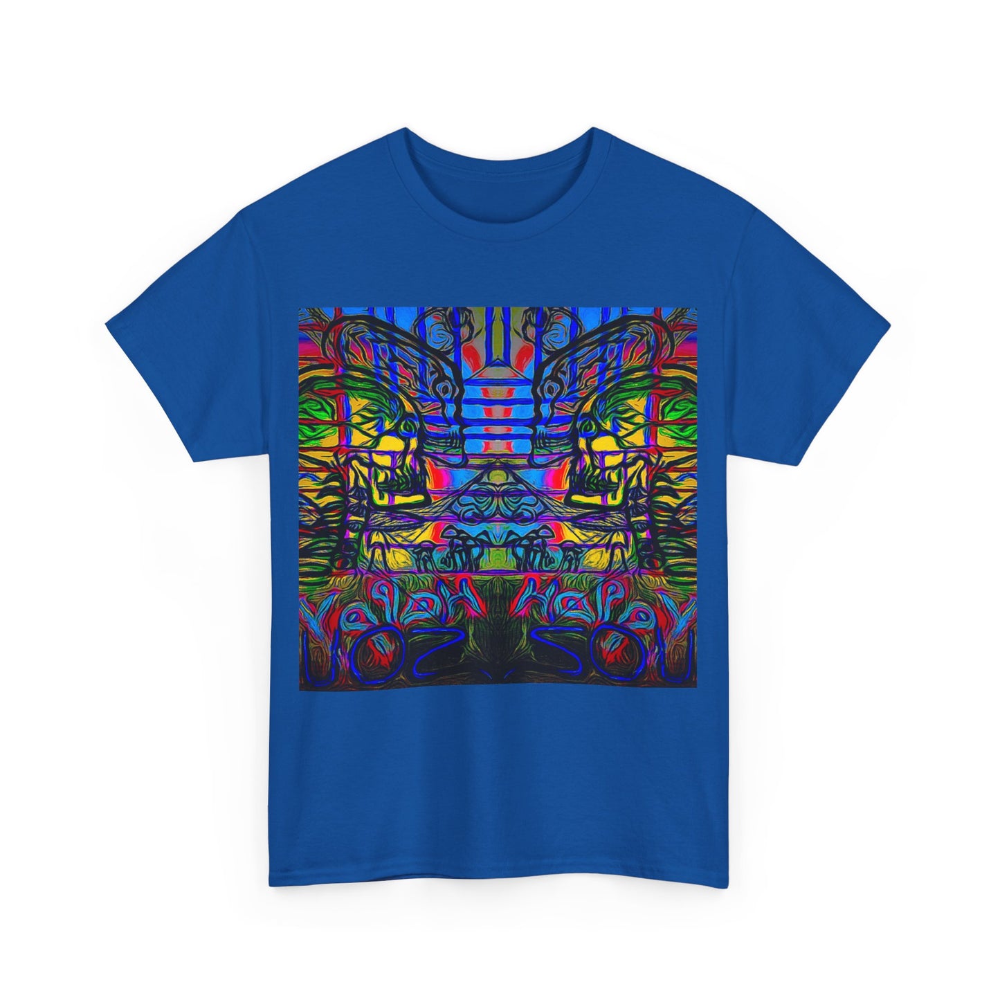 Unisex Heavy Cotton Tee With Custom Happy Lost Souls Art Print(origins)