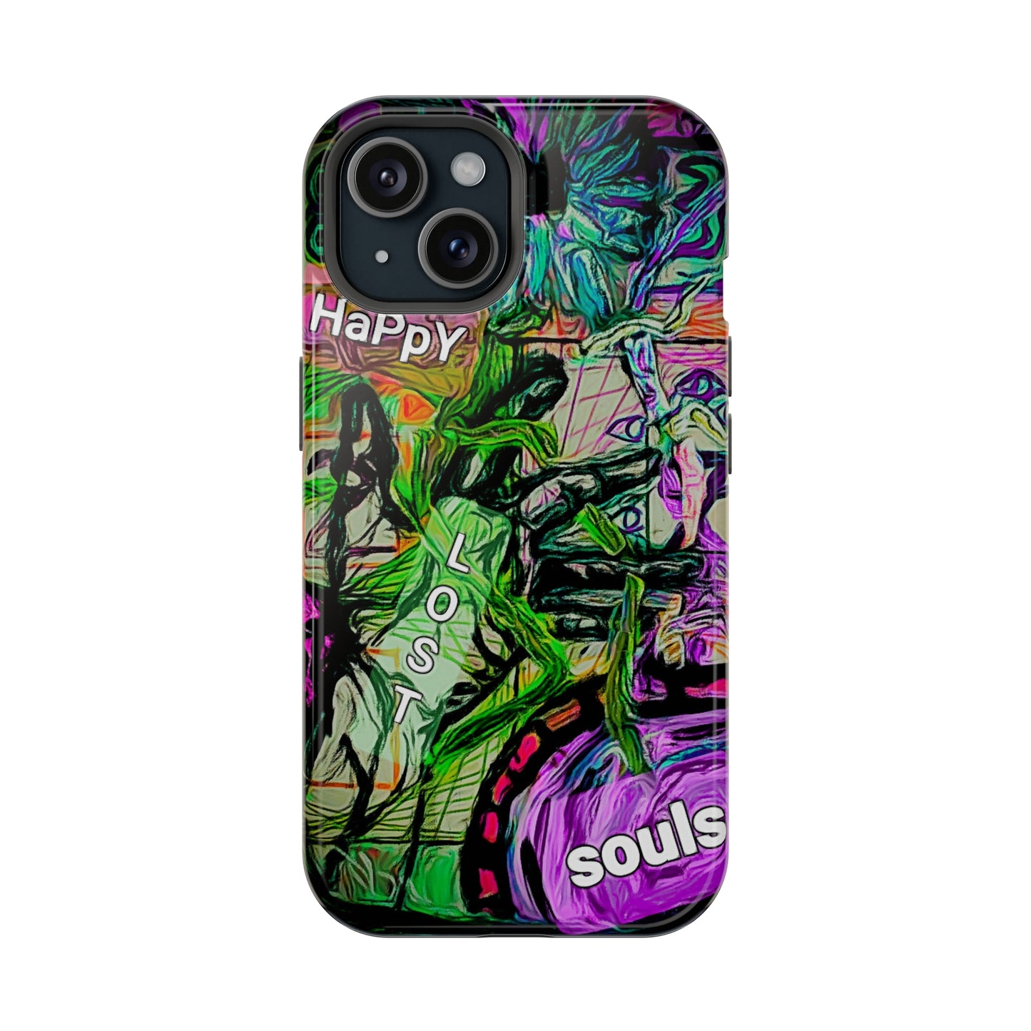 MagSafe Tough Cases for iPhone 15 series with custome Happy Lost Souls Art Work