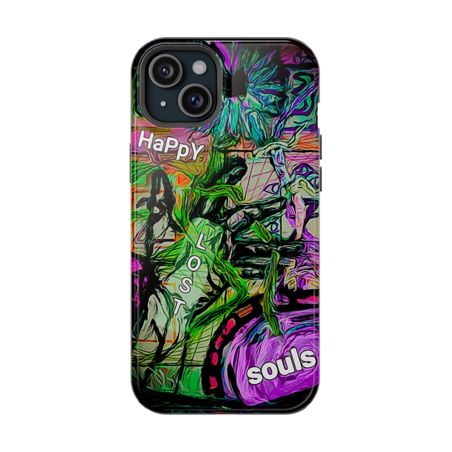 MagSafe Tough Cases for iPhone 15 series with custome Happy Lost Souls Art Work