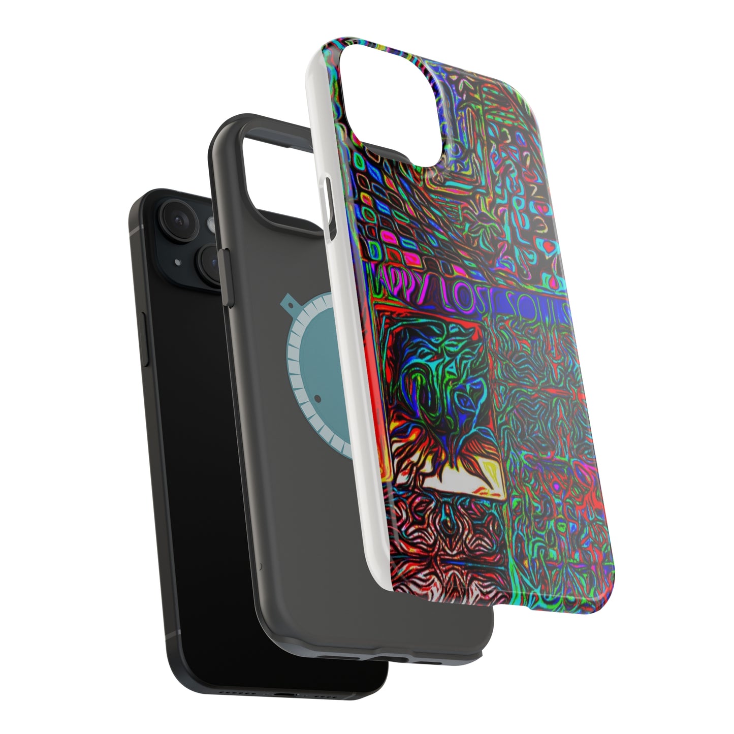 MagSafe Tough Cases for all iPhone 15 models with custom Happy Lost Souls Design