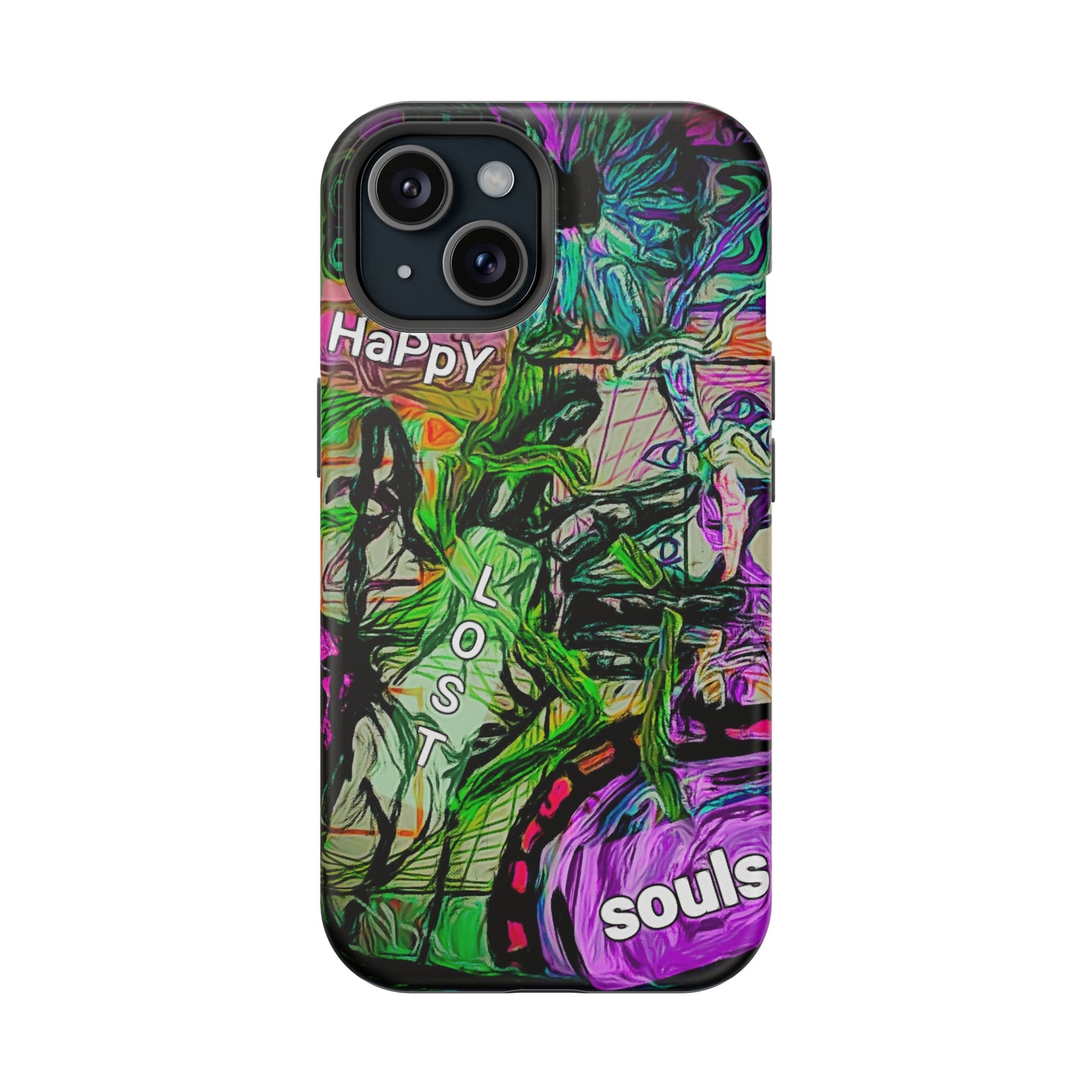 MagSafe Tough Cases for iPhone 15 series with custome Happy Lost Souls Art Work