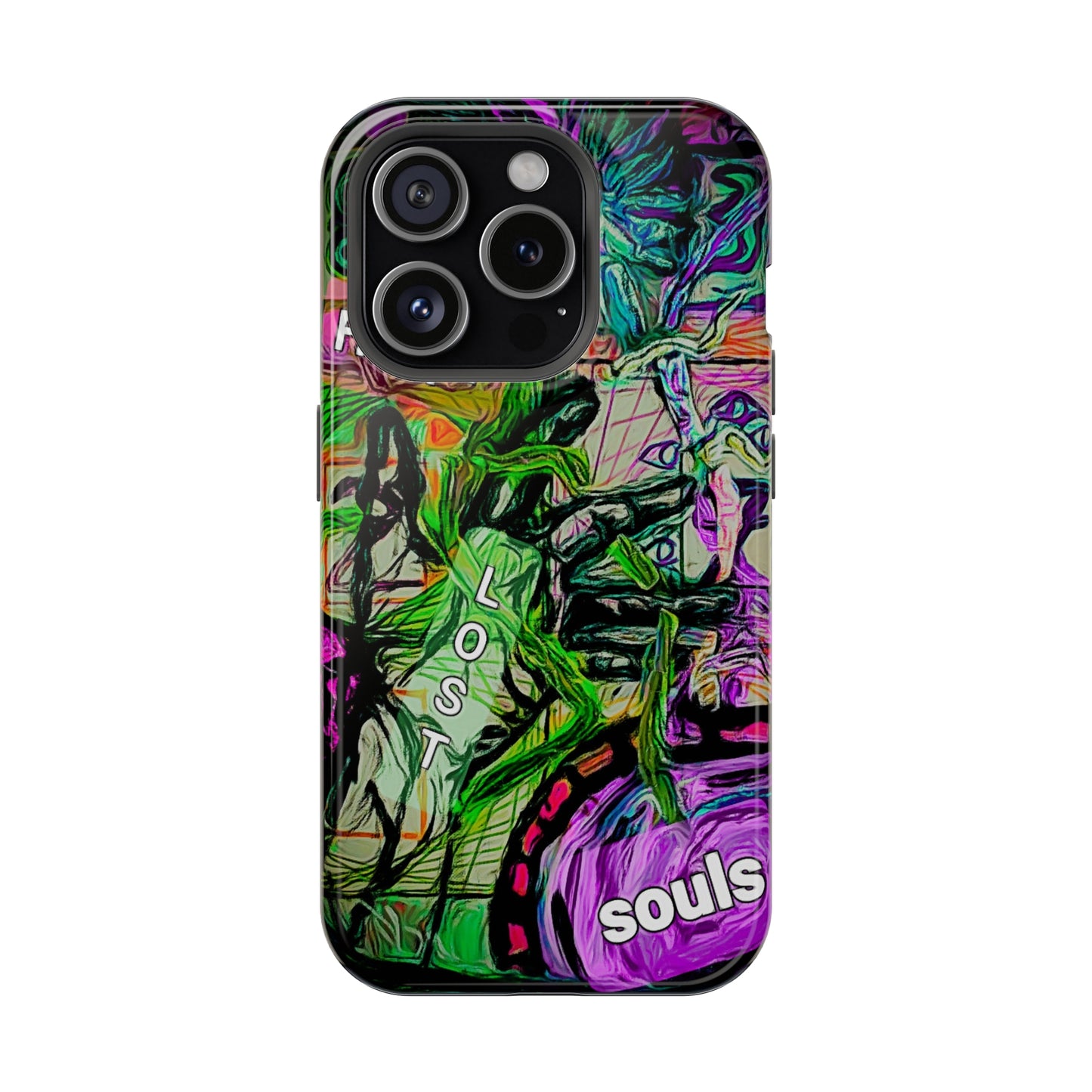 MagSafe Tough Cases for iPhone 15 series with custome Happy Lost Souls Art Work