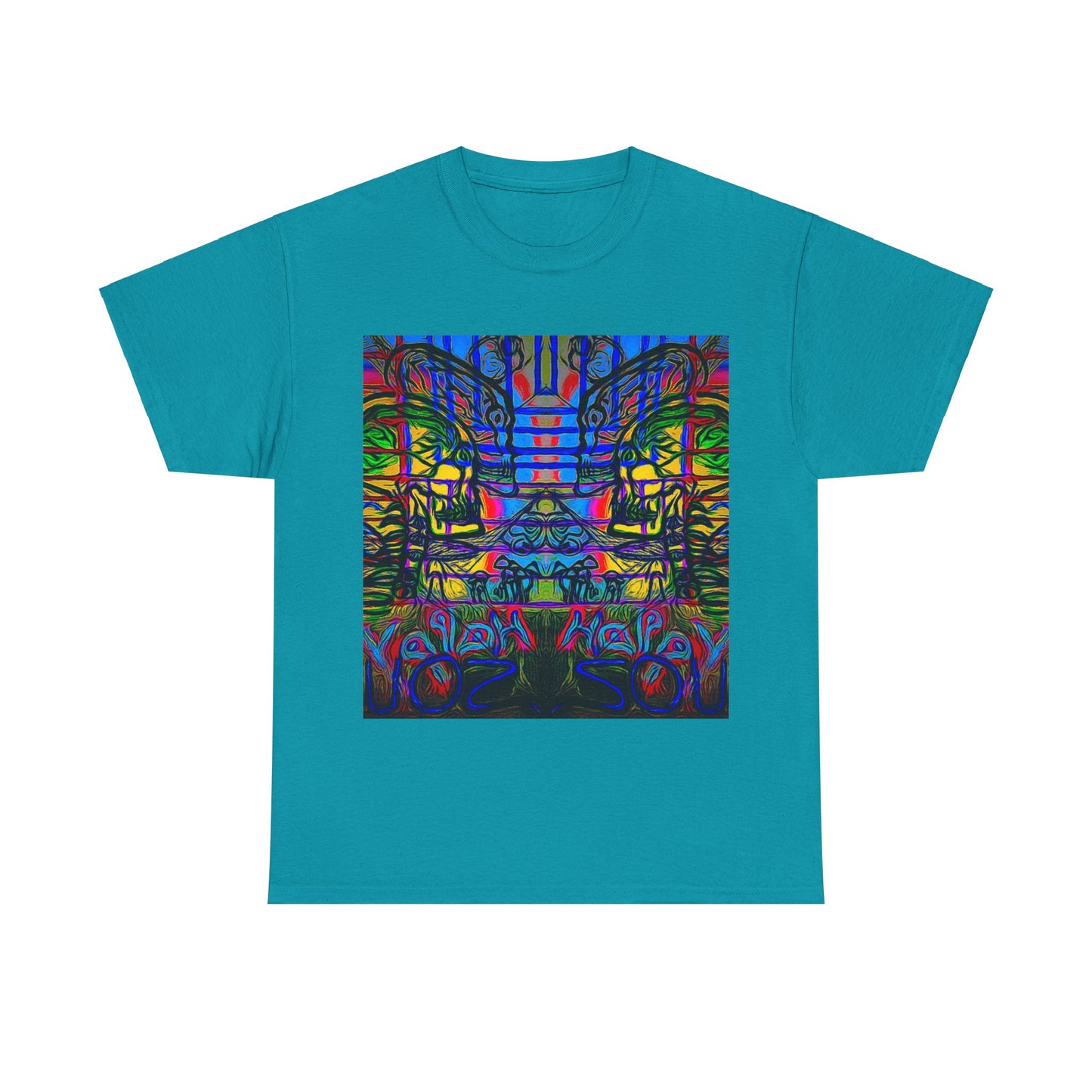 Unisex Heavy Cotton Tee With Custom Happy Lost Souls Art Print(origins)