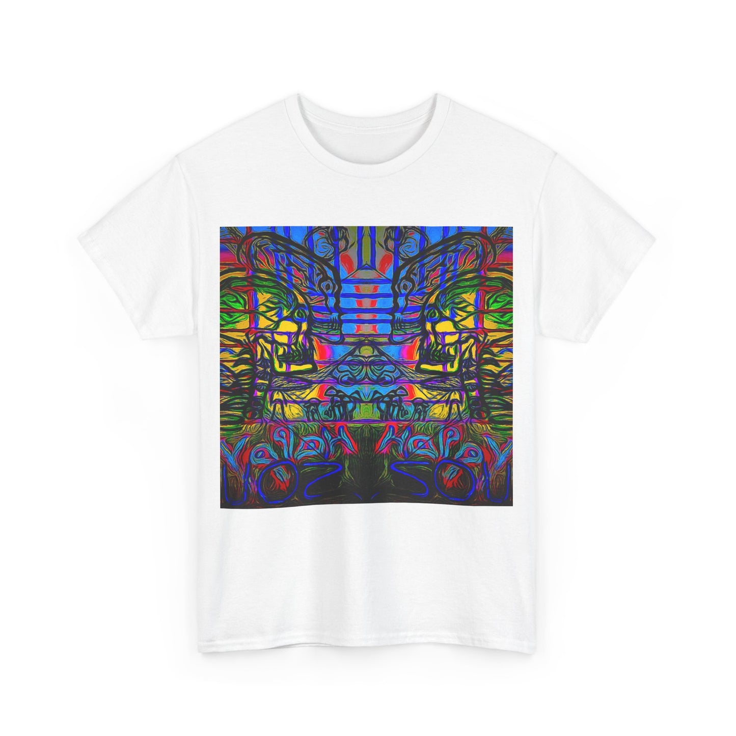 Unisex Heavy Cotton Tee With Custom Happy Lost Souls Art Print(origins)