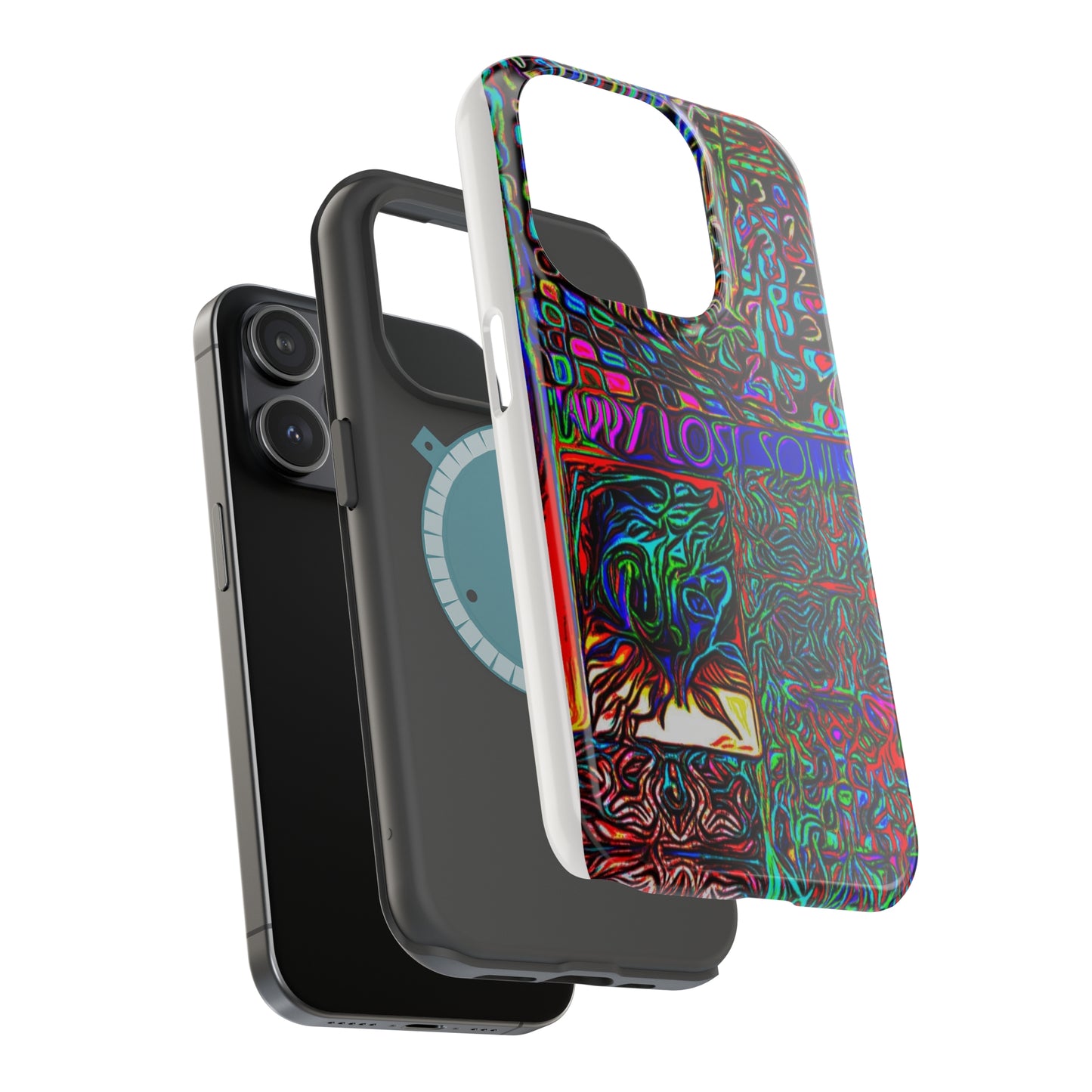 MagSafe Tough Cases for all iPhone 15 models with custom Happy Lost Souls Design