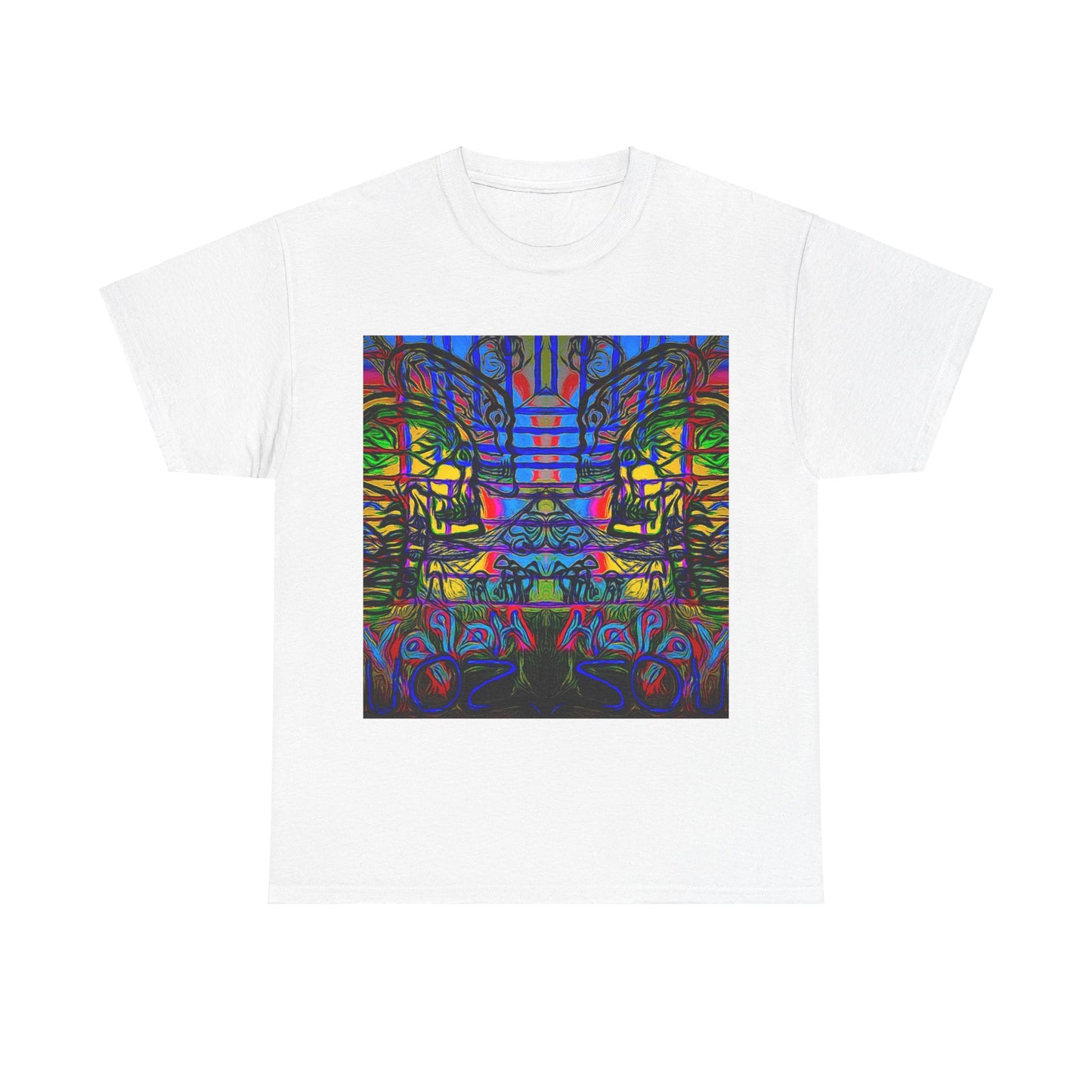 Unisex Heavy Cotton Tee With Custom Happy Lost Souls Art Print(origins)