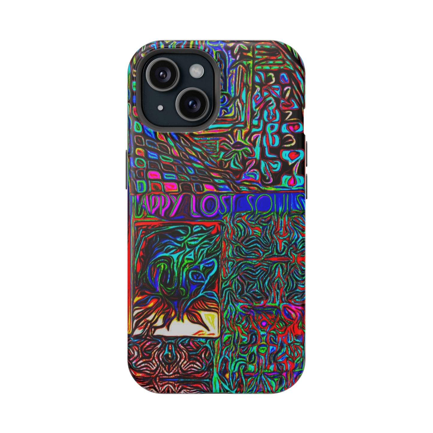 MagSafe Tough Cases for all iPhone 15 models with custom Happy Lost Souls Design