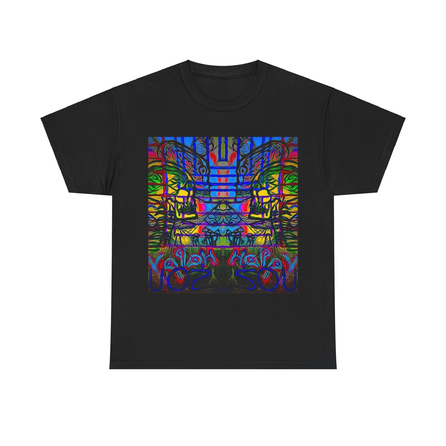 Unisex Heavy Cotton Tee With Custom Happy Lost Souls Art Print(origins)
