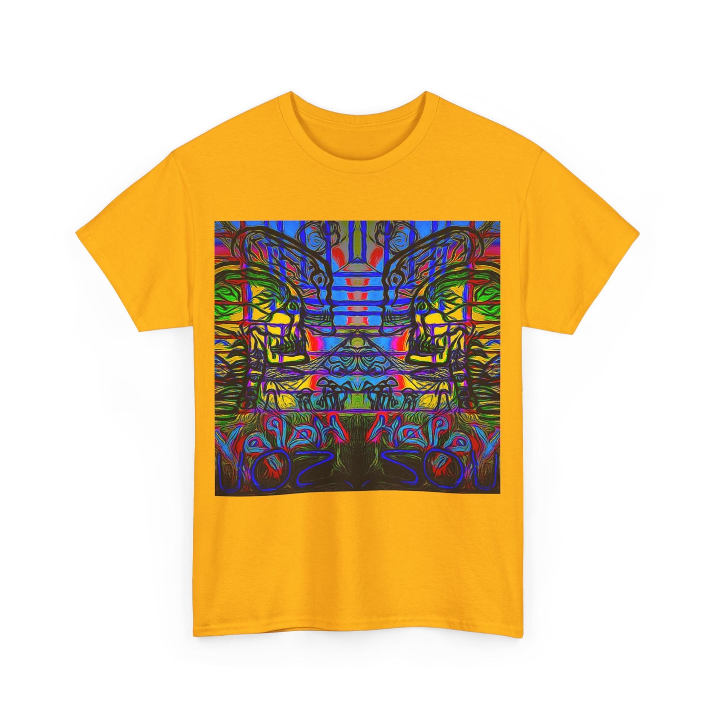 Unisex Heavy Cotton Tee With Custom Happy Lost Souls Art Print(origins)