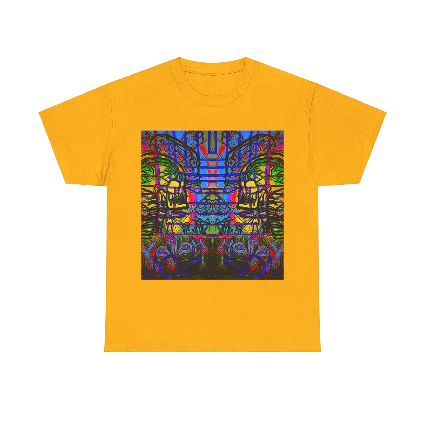 Unisex Heavy Cotton Tee With Custom Happy Lost Souls Art Print(origins)